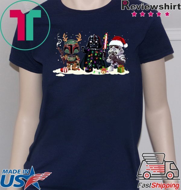 Boba fett darth vader and stormtroopers christmas shirt