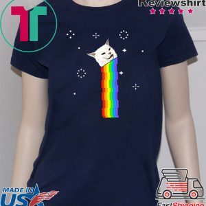 Cat Meme - Woman Yelling At Table Dinner Rainbow Shirt