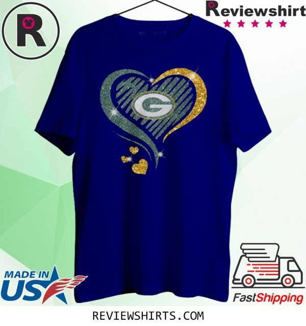 Green Bay Packers Heart Diamond Tee Shirt