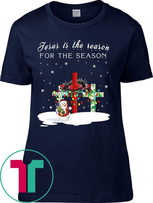 Jesus Is The Reason For The Season Snowman Christmas Tee Shirt