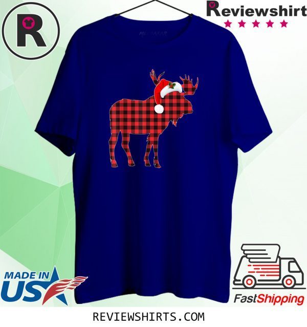 Matching Family Christmas T Shirt Moose Plaid Pajama Tee T-Shirt