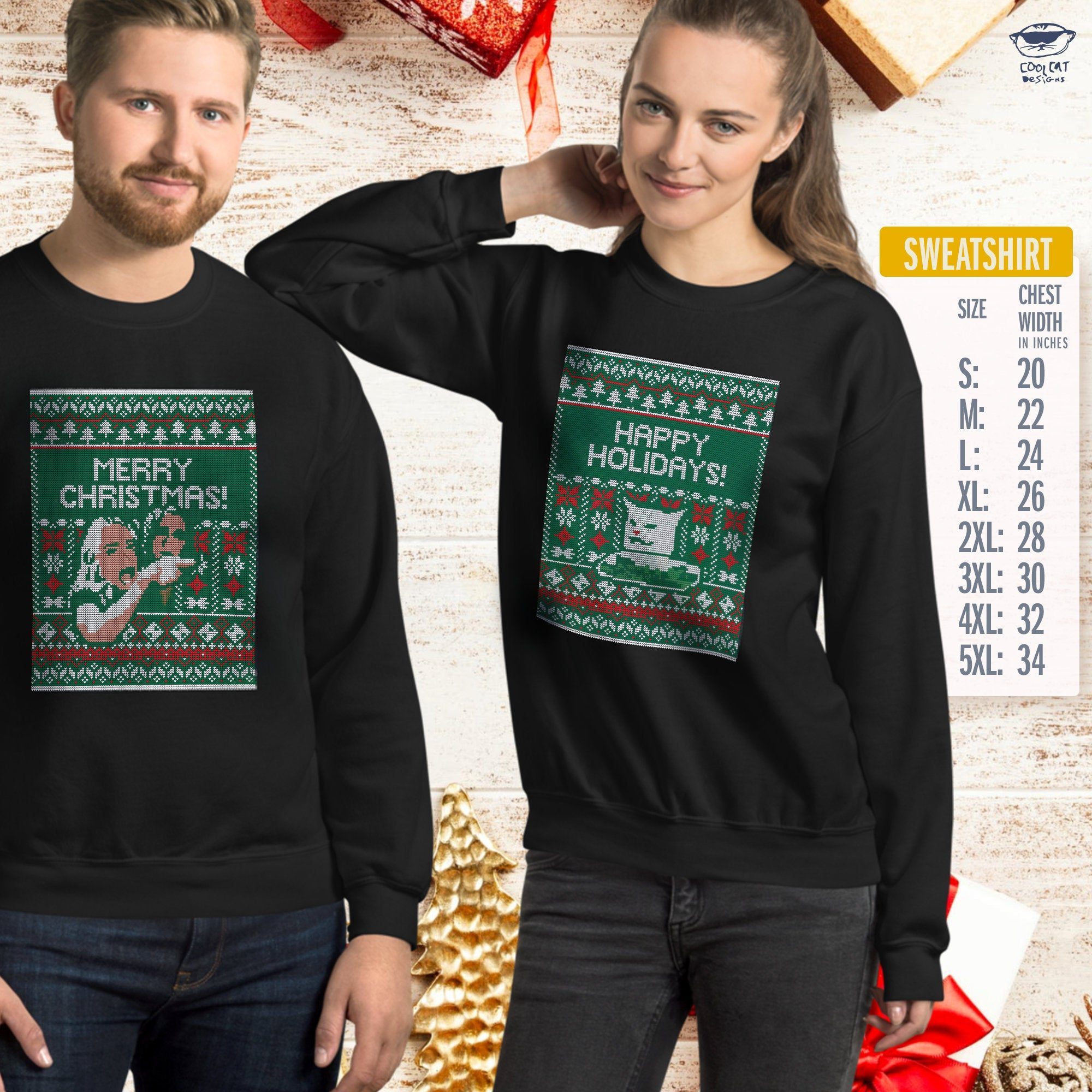 Woman Yelling at Cat Meme Ugly Christmas Sweater Faux ...
