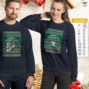 Woman Yelling at Cat Meme Ugly Christmas Sweater Faux Cross Stitch Duo Set in T-shirt