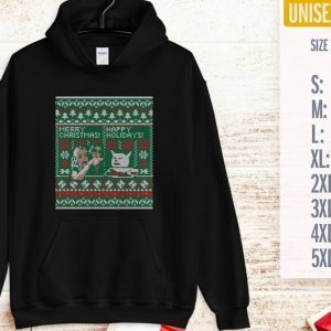 Woman Yelling at Cat Meme Ugly Christmas Sweater Faux Cross Stitch Shirt