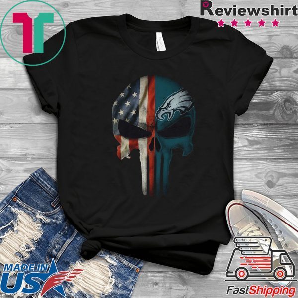 philadelphia eagles american flag punisher skull tee shirt