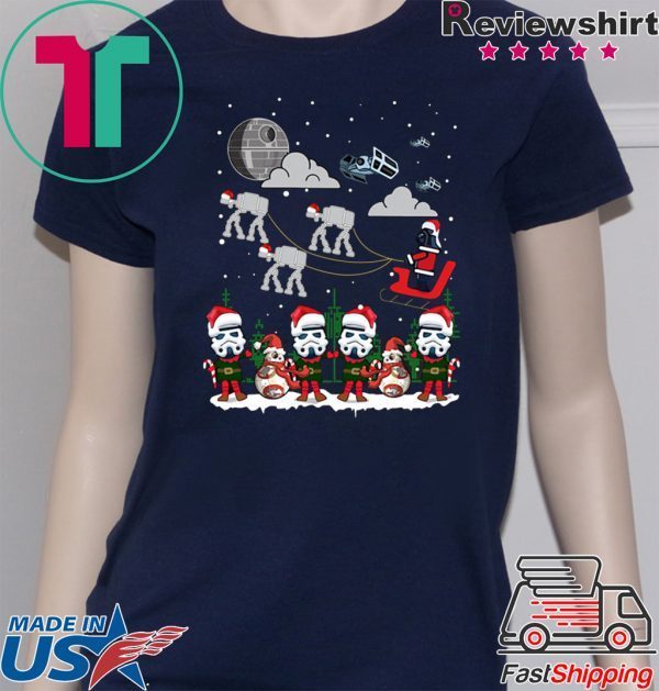 star wars darth vader and stormtroopers sleigh deathstar christmas Shirt