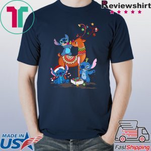 stitch and reindeer christmas t-shirt