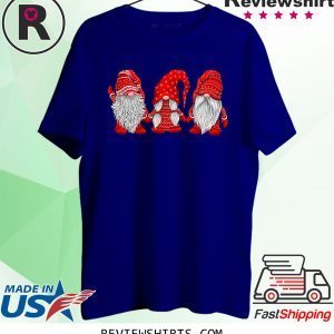 three gnomes in red costume christmas xmas t-shirt