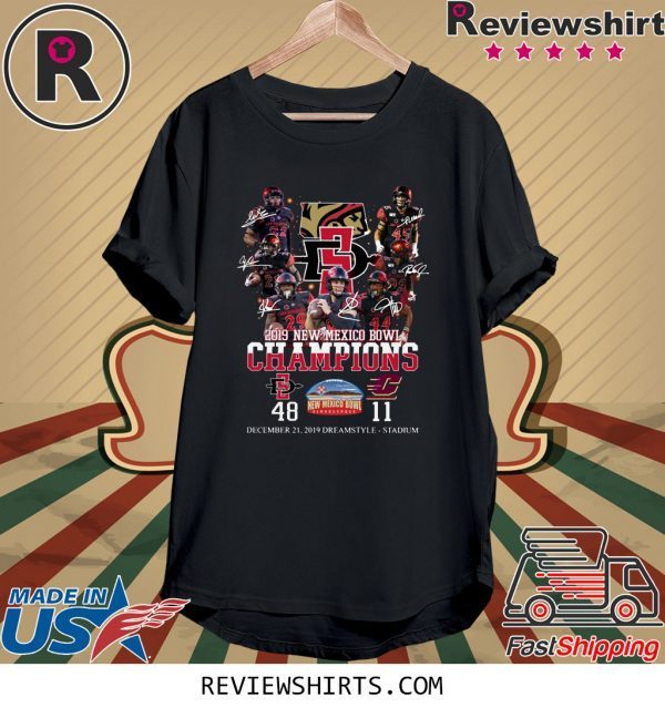 2019 New Mexico Bowl Champions Players Signatures T-Shirt