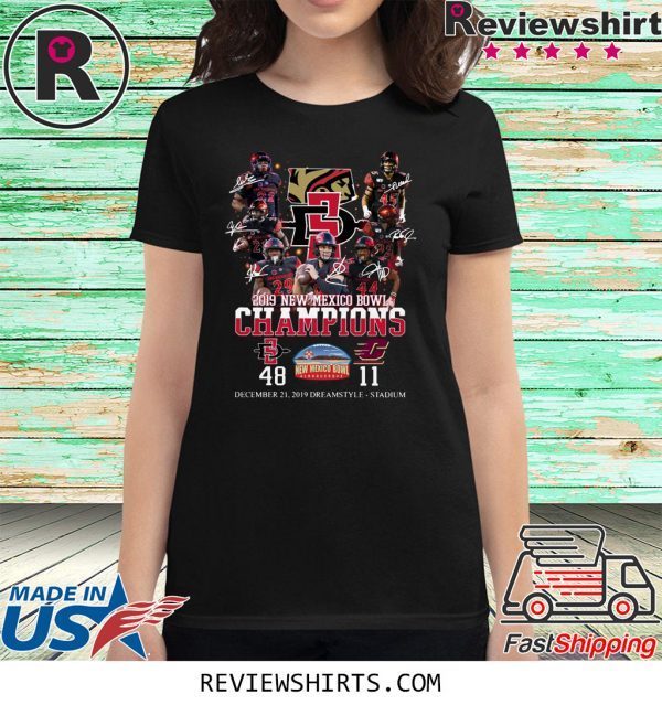 2019 New Mexico Bowl Champions Players Signatures T-Shirt