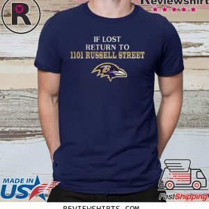 BALTIMORE RAVENS IF LOST RETURN TO IIOI RUSSELL STREET T-SHIRT