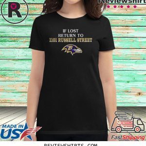 BALTIMORE RAVENS IF LOST RETURN TO IIOI RUSSELL STREET T-SHIRT