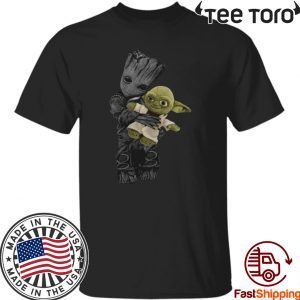 Baby Groot Hugging Baby Yoda Gift T Shirt