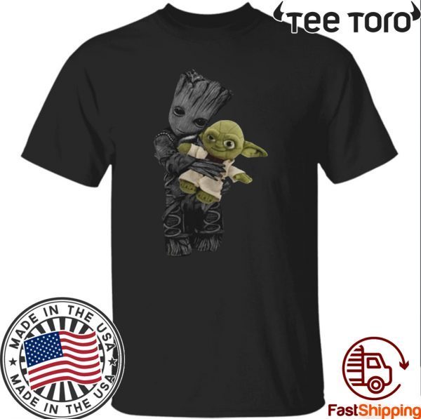 Baby Groot Hugging Baby Yoda Gift T Shirt