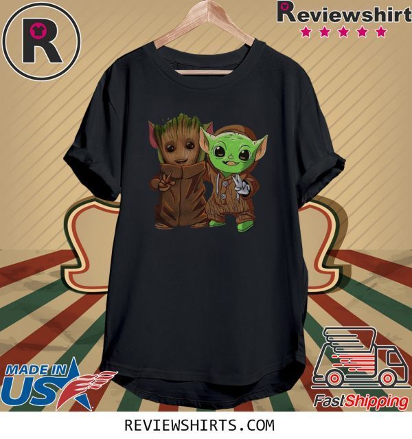 Baby Groot and Yoda baby is Friends T-Shirt