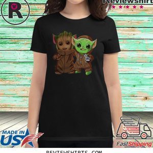 Baby Groot and Yoda baby is Friends T-Shirt