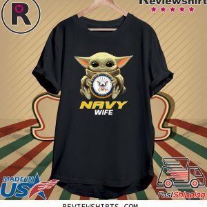 Baby Yoda And Navy Wife Logo T-Shirt