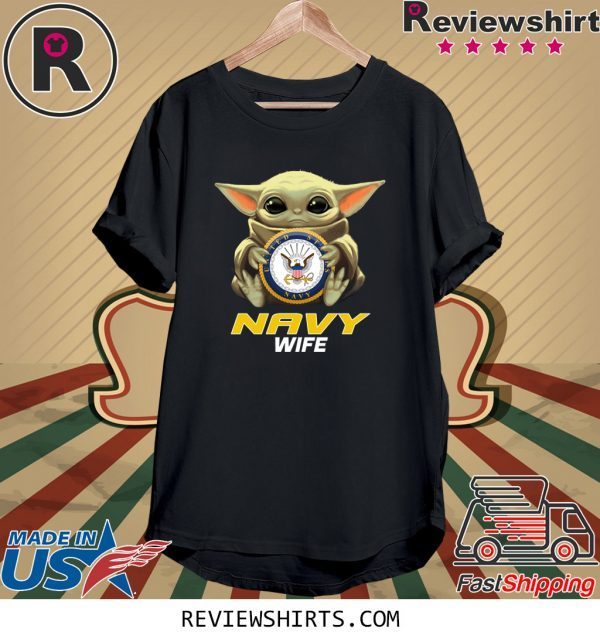 Baby Yoda And Navy Wife Logo T-Shirt