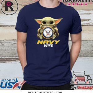 Baby Yoda And Navy Wife Logo T-Shirt