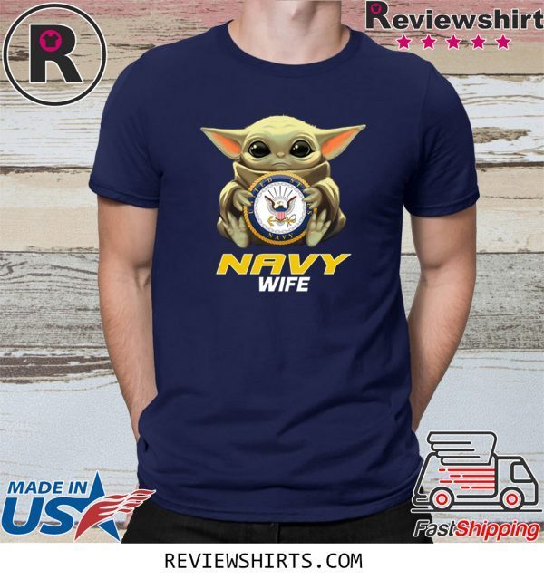 Baby Yoda And Navy Wife Logo T-Shirt