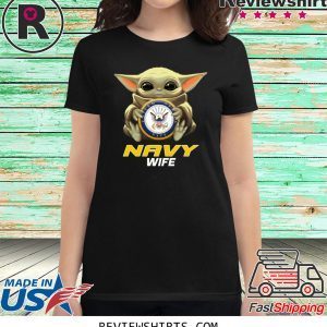 Baby Yoda And Navy Wife Logo T-Shirt