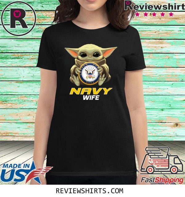 Baby Yoda And Navy Wife Logo T-Shirt