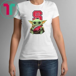 Baby Yoda Hug NC State Wolfpack Ball Logo T-Shirt