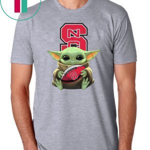 Baby Yoda Hug NC State Wolfpack Ball Logo T-Shirt