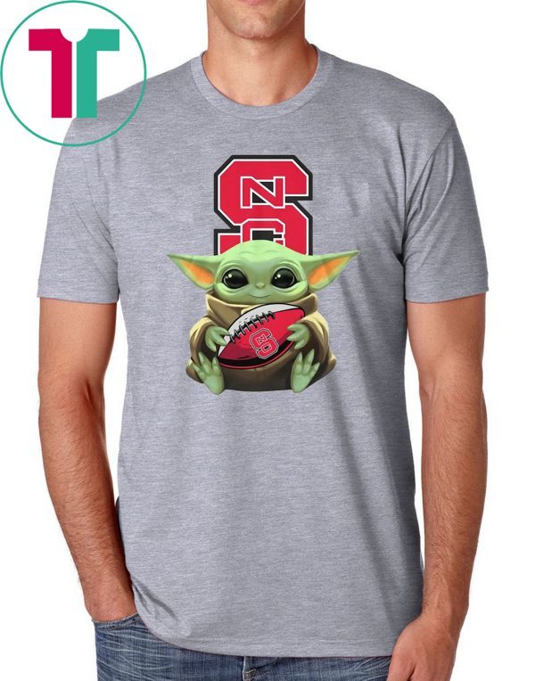 Baby Yoda Hug NC State Wolfpack Ball Logo T-Shirt