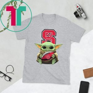 Baby Yoda Hug NC State Wolfpack Ball Logo T-Shirt