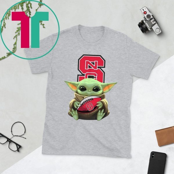 Baby Yoda Hug NC State Wolfpack Ball Logo T-Shirt