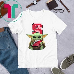 Baby Yoda Hug NC State Wolfpack Ball Logo T-Shirt