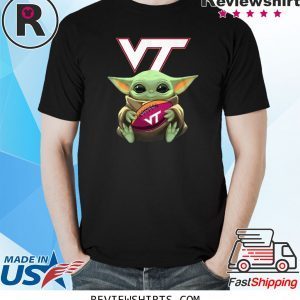 Baby Yoda Hug Virginia Tech Ball Logo Shirt