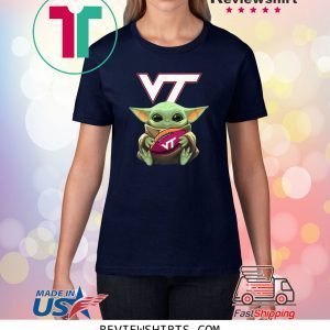 Baby Yoda Hug Virginia Tech Ball Logo Shirt