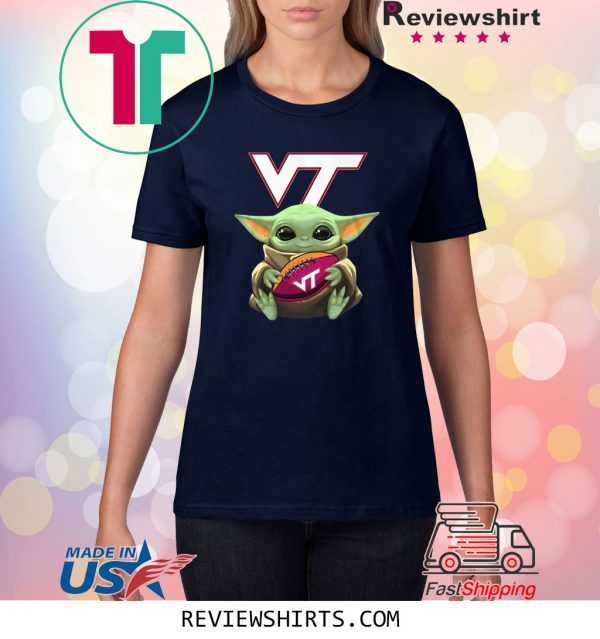 Baby Yoda Hug Virginia Tech Ball Logo Shirt