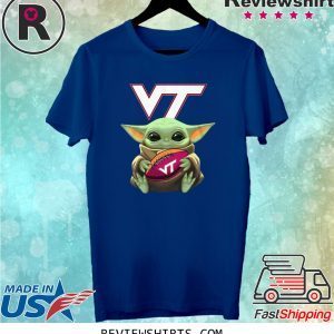 Baby Yoda Hug Virginia Tech Ball Logo Shirt