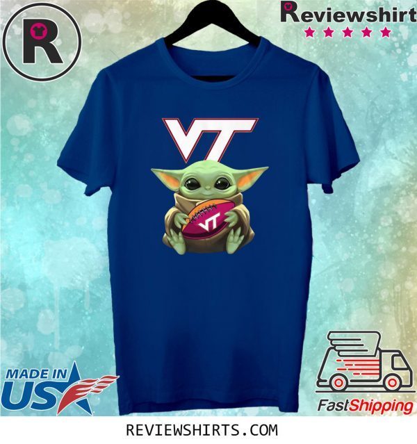 Baby Yoda Hug Virginia Tech Ball Logo Shirt