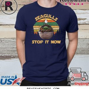 Vintage Baby Yoda Seagulls Stop It Now T-Shirt