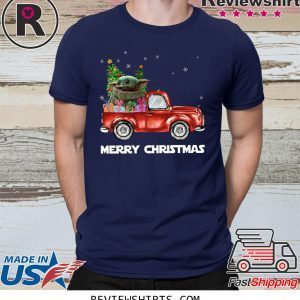 Baby Yoda Truck Merry Christmas Shirt