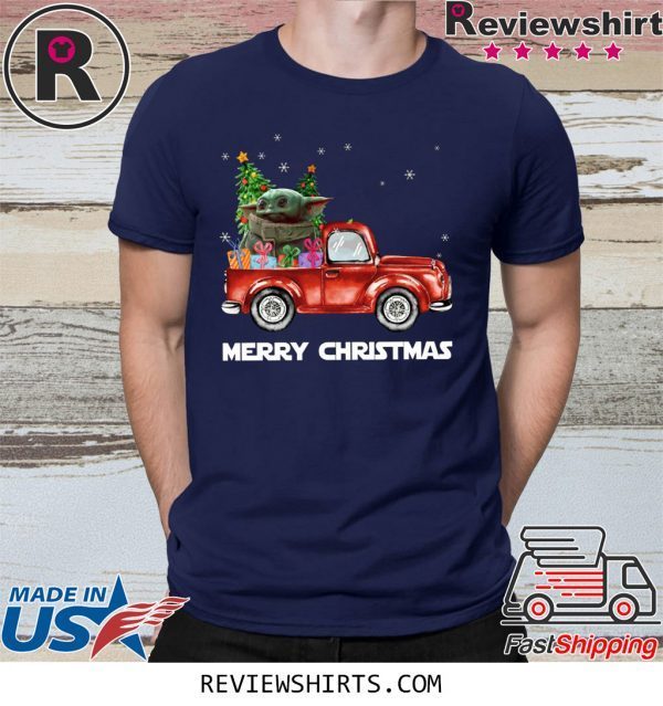 Baby Yoda Truck Merry Christmas Shirt