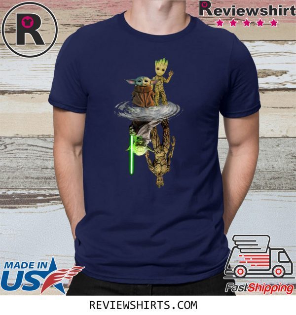 Baby Yoda and Baby Groot Water Reflection Master Yoda and Groot Shirt