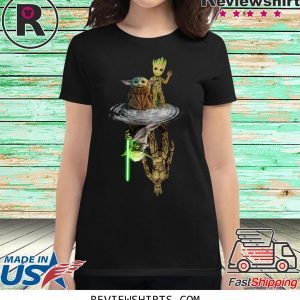 Baby Yoda and Baby Groot Water Reflection Master Yoda and Groot Shirt