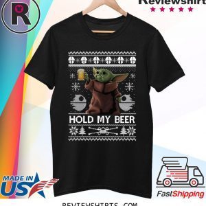 Baby Yoda hold my beer ugly christmas shirt