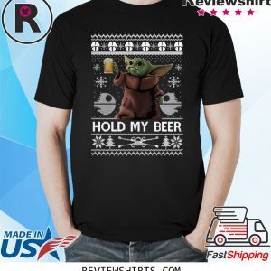 Baby Yoda hold my beer ugly christmas shirt