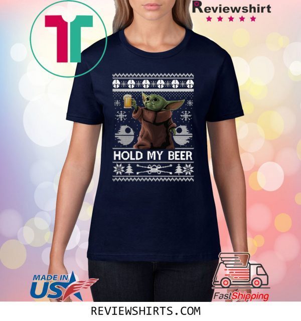 Baby Yoda hold my beer ugly christmas shirt