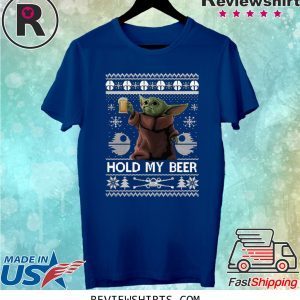 Baby Yoda hold my beer ugly christmas shirt