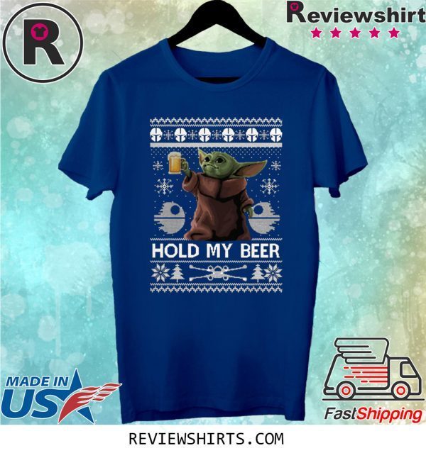 Baby Yoda hold my beer ugly christmas shirt