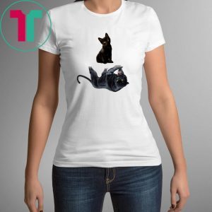 Black cat water reflection mirror black panther t-shirt