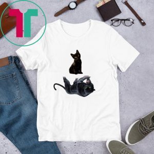 Black cat water reflection mirror black panther t-shirt