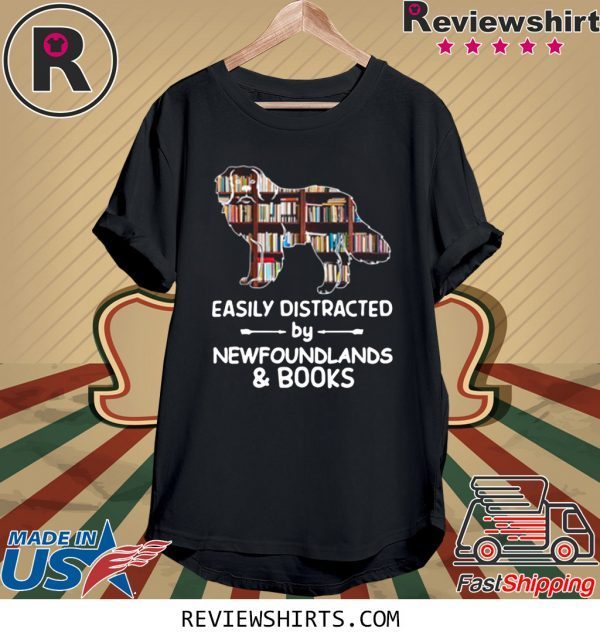 Easily Distracted By Newfoundlands And Books T-Shirt